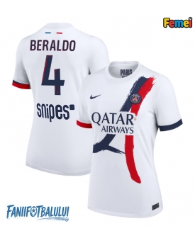 Paris Saint-Germain Lucas Beraldo #4 Tricou Fotbal Replică 2025-26 Femei Deplasare